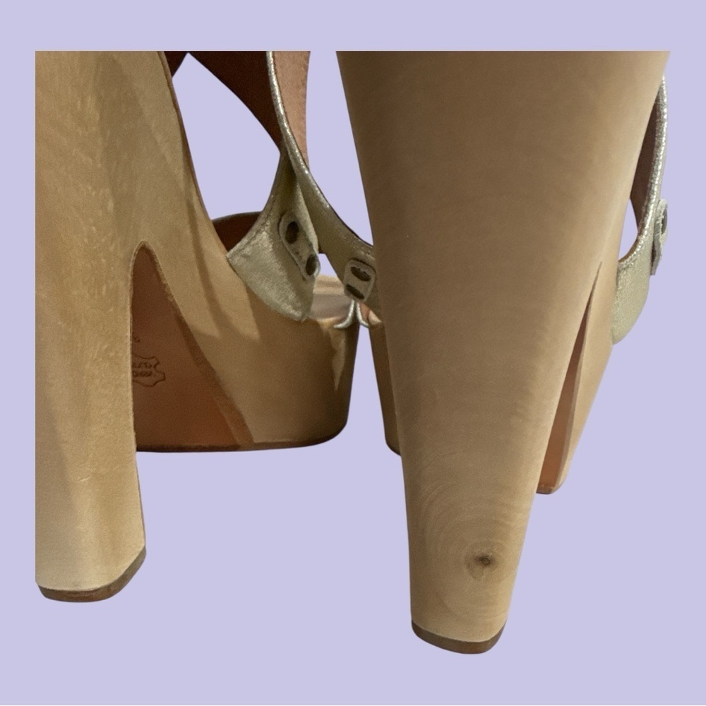 J. LITVACK Platform Sandals 6” Heel Ankle Strap Champagne Gold Size 8.5V - Picture 5 of 10